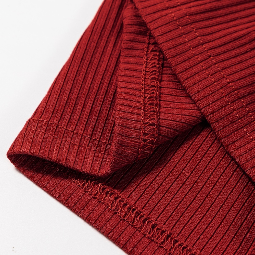 CLEARANCE 1 LEFT!! Racing Red Ribbed Knit Long Sleeve High Neck Mini Dress - Picture 11 of 13